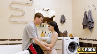 SISPORN. Tiny cutie with perfect natural tits enjoys sex with her stepbrother
