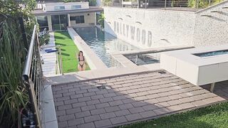 Latina Enjoys Intimate Poolside Encounter