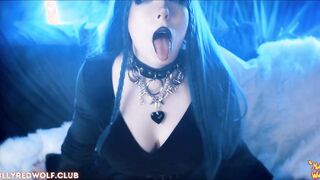 Goth woman uses feet in dominant position