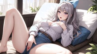 POV Scene in Purple and Black Lingerie