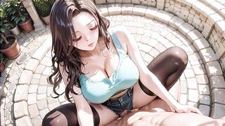 Goddess Rides Passionately in Blue Stockings