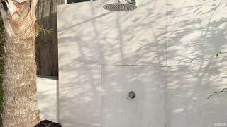 Intimate Garden Encounter with Neighbors Watching