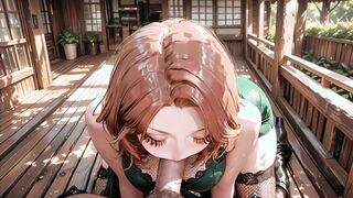 Redhead in Lace and Boots Receives Deep Creampie