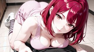 Redhead in Pink Tank Top Receives Facial and Creampie