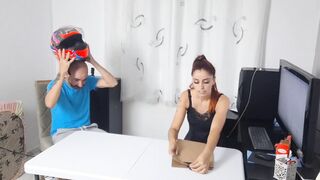 Secretary performs for delivery in explicit scene