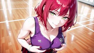 Redhead Schoolgirl Rides in Empty Hall