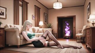 Blonde Woman Receives Deep Creampie on Living Room Sofa