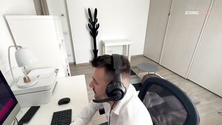 Wife Intimate During Husband's Work Call