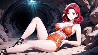 Redhead in Orange Bikini Rides to Overflow
