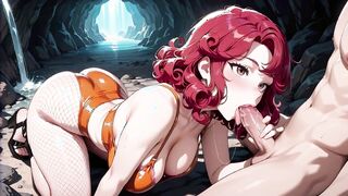 Redhead in Orange Bikini Rides to Overflow