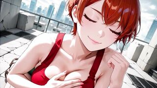 Redhead in Futuristic Subway