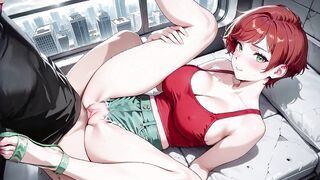 Redhead in Futuristic Subway