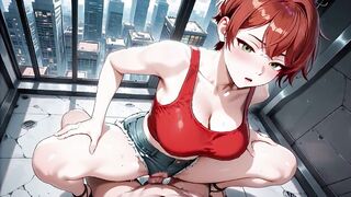 Redhead in Futuristic Subway