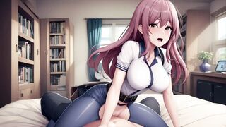 School uniform titfuck with creampie