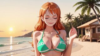 One Piece beach scene animation