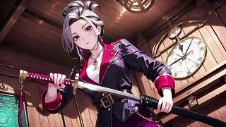 Silver-Haired Pirate in Sunlit Cabin
