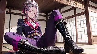 Silver-Haired Pirate in Sunlit Cabin