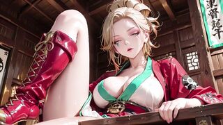 Futuristic Commander in Crimson Leather Uniform