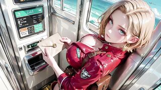 Futuristic Commander in Crimson Leather Uniform