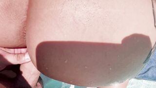 Couple by the pool ends in creampie