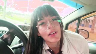 I'll have sex with my teacher in the car so he'll pass my exam&period; I RECEIVE A SEMEN DUMP INSIDE
