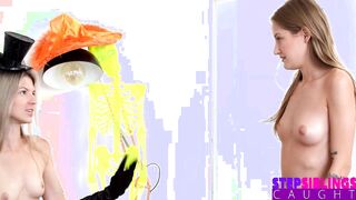 Cum Guzzling Halloween Goddesses Gina Gerson & Tiffany Tatum Threesome with Stepbro Creampie