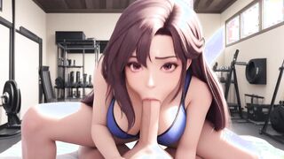 AI Generated - Purple Hair Fitness Girl Sloppy Titfuck Massive Boobs
