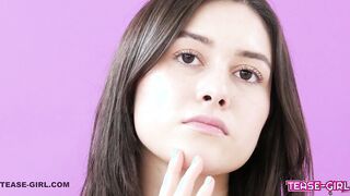 Cute Teen Brunette goes to interview & cums HARD