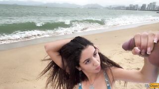 Babe Can I Cum On Your Tits? - Public Cock Flashing On The Beach