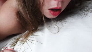 The stepfather accidentally mistakes his stepdaughter for his wife, leaving her with cum.