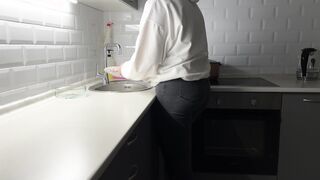 Chubby Wife with Big Tits Getting Kitchen Fuck