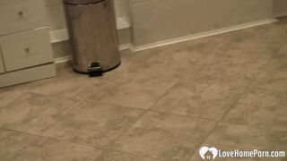Interrupting her bath for an amazing blowjob