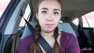 Horny Girlfriend Creampied in Car before Public Coffee Shop
