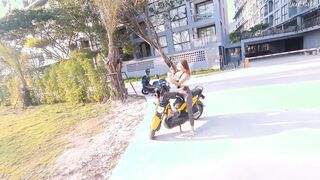 Tourist Fell for My Motorbike and Got Hot Sex and Cum on Her Chest