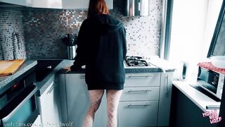 Cum on Her Face after Sensual Morning Sex in the Kitchen