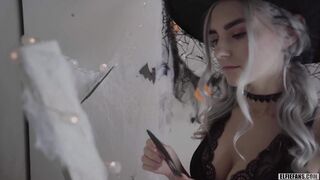Cute Horny Witch Gets Facial and Swallows Cum