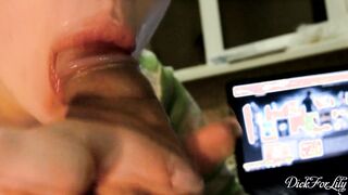 Rubbing Sloppy Foreskin Blowjob and Licking Dick Huge Cum-dickforlily