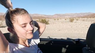 Public Teen Sex in the Convertible Car on a Way to Las Vegas