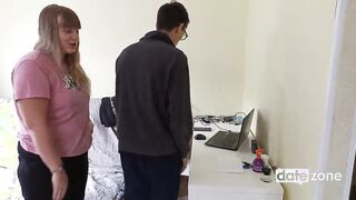 Horny but lonely housewife calls computer guy to fuck him
