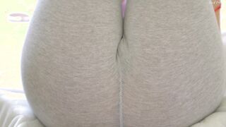 Close Up, Young Student in Leggings Loves Cums