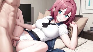 School Uniform Deepthroat in Hentai Animation