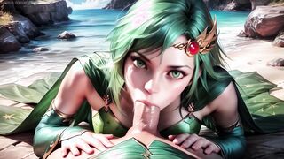 Facial and outdoor creampie in fantasy scene