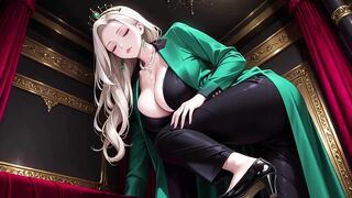 Kneeling on Silk in Emerald and Pearl