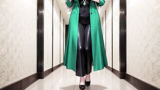 Kneeling on Silk in Emerald and Pearl