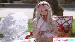 Petite blonde in stockings receives creampie